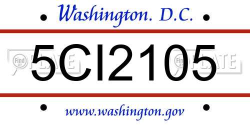 5CI2105 District Of Columbia License Plate