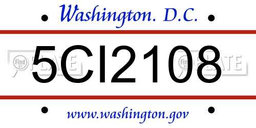 5CI2108 District Of Columbia License Plate