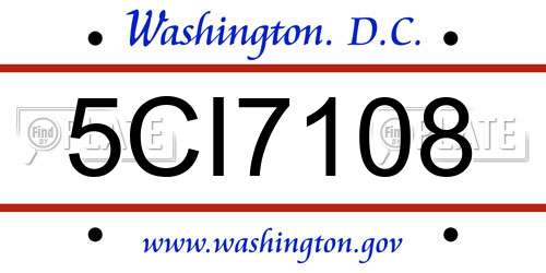 5CI7108 District Of Columbia License Plate