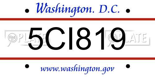 5CI819 District Of Columbia License Plate