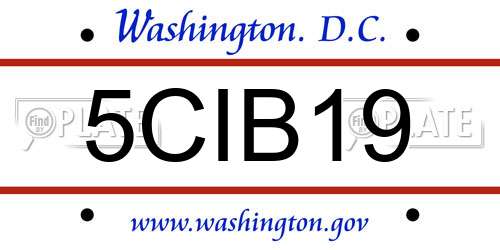 5CIB19 District Of Columbia License Plate