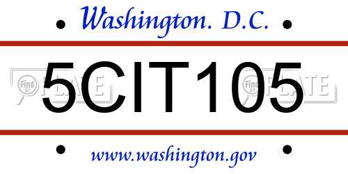 5CIT105 District Of Columbia License Plate