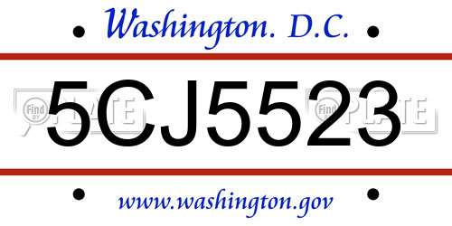 5CJ5523 District Of Columbia License Plate