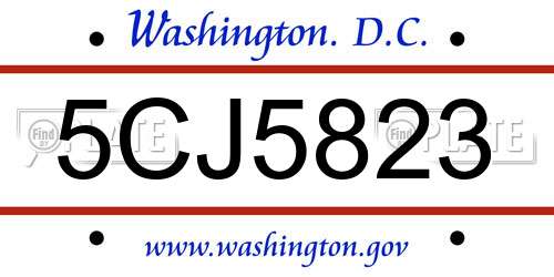 5CJ5823 District Of Columbia License Plate