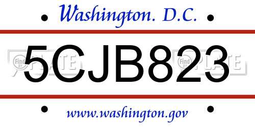 5CJB823 District Of Columbia License Plate
