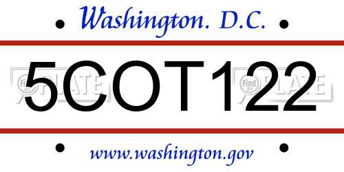5COT122 District Of Columbia License Plate