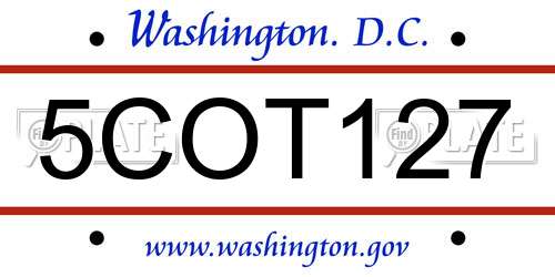 5COT127 District Of Columbia License Plate