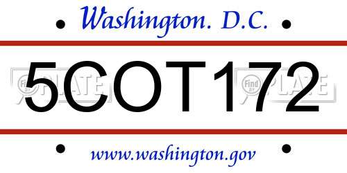 5COT172 District Of Columbia License Plate