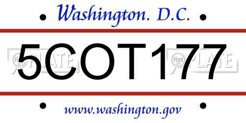 5COT177 District Of Columbia License Plate