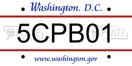 5CPB01 District Of Columbia License Plate