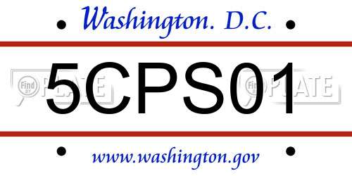 5CPS01 District Of Columbia License Plate