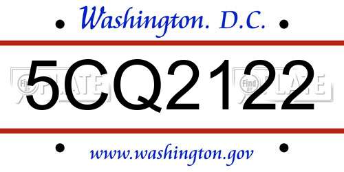5CQ2122 District Of Columbia License Plate