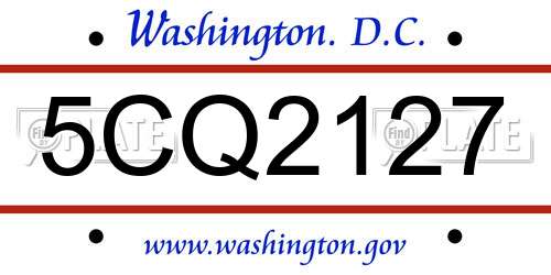 5CQ2127 District Of Columbia License Plate