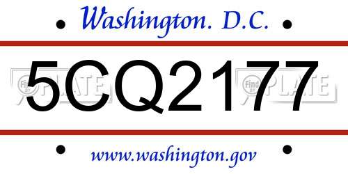 5CQ2177 District Of Columbia License Plate