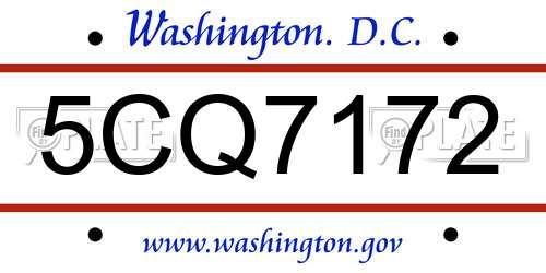 5CQ7172 District Of Columbia License Plate