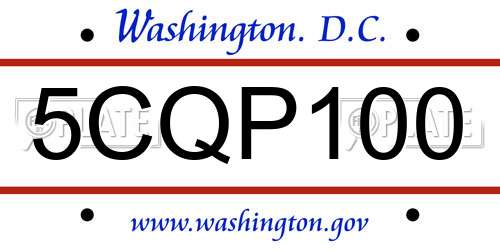 5CQP100 District Of Columbia License Plate