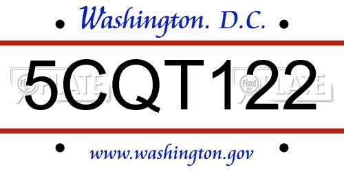 5CQT122 District Of Columbia License Plate