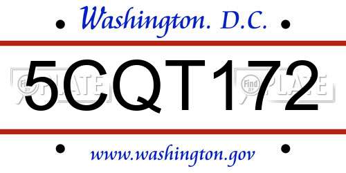 5CQT172 District Of Columbia License Plate