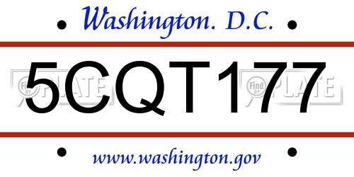 5CQT177 District Of Columbia License Plate
