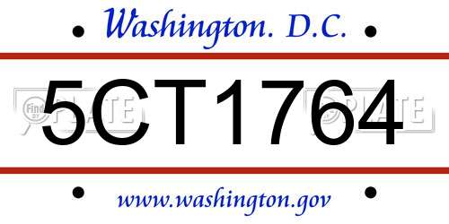 5CT1764 District Of Columbia License Plate