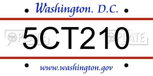 5CT210 District Of Columbia License Plate