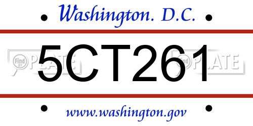 5CT261 District Of Columbia License Plate
