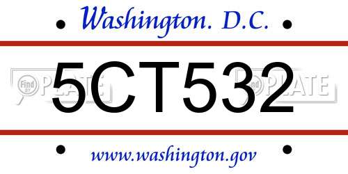 5CT532 District Of Columbia License Plate