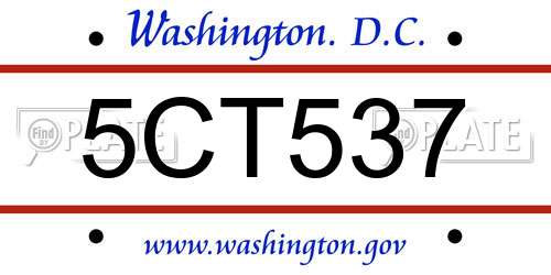 5CT537 District Of Columbia License Plate
