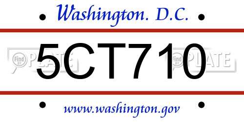 5CT710 District Of Columbia License Plate