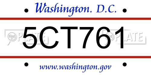 5CT761 District Of Columbia License Plate