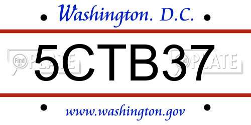 5CTB37 District Of Columbia License Plate
