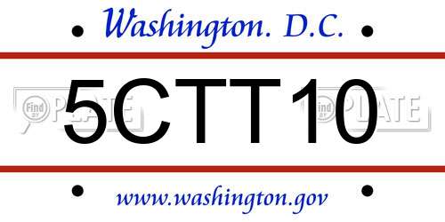 5CTT10 District Of Columbia License Plate