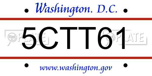 5CTT61 District Of Columbia License Plate