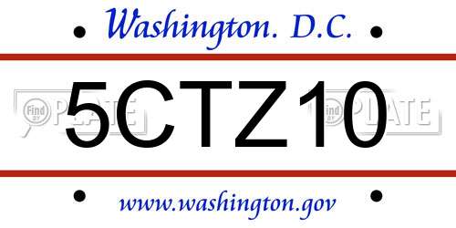 5CTZ10 District Of Columbia License Plate