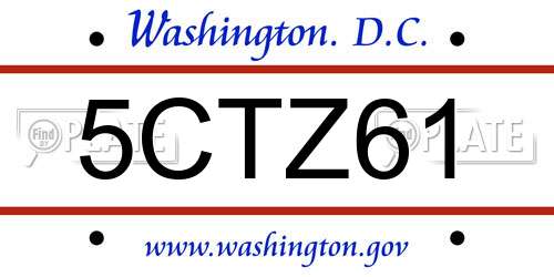 5CTZ61 District Of Columbia License Plate