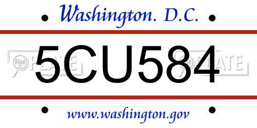 5CU584 District Of Columbia License Plate