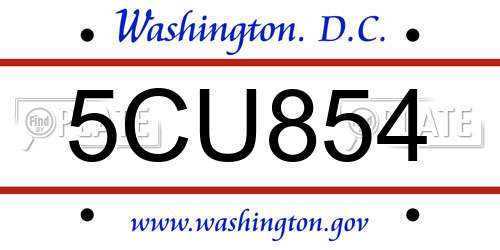 5CU854 District Of Columbia License Plate