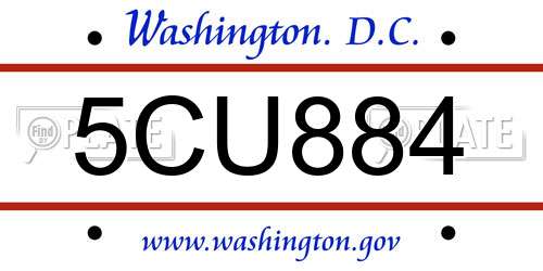 5CU884 District Of Columbia License Plate
