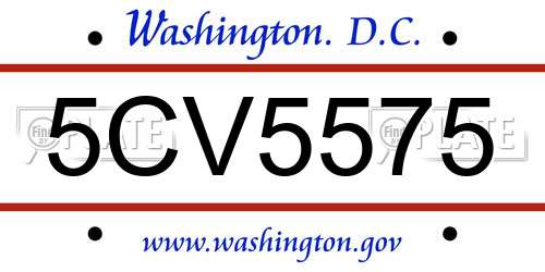 5CV5575 District Of Columbia License Plate