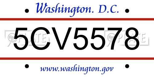 5CV5578 District Of Columbia License Plate