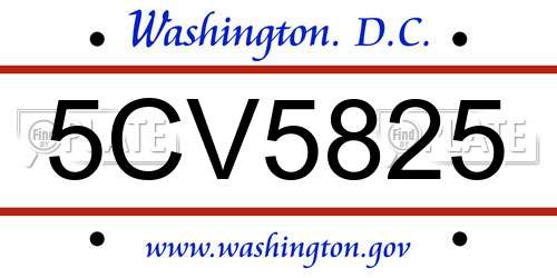5CV5825 District Of Columbia License Plate