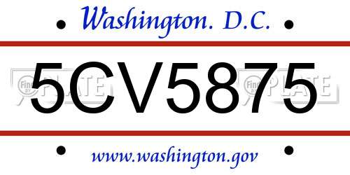 5CV5875 District Of Columbia License Plate