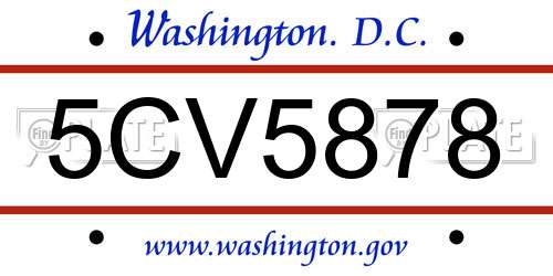 5CV5878 District Of Columbia License Plate