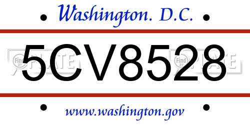 5CV8528 District Of Columbia License Plate