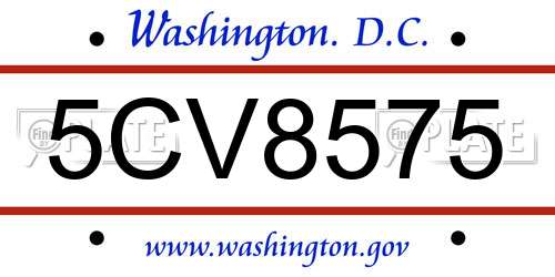 5CV8575 District Of Columbia License Plate