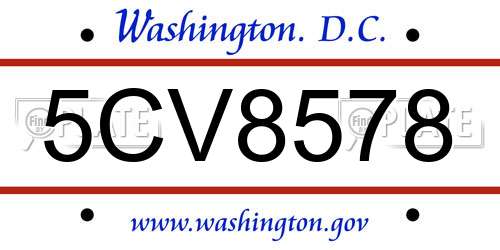 5CV8578 District Of Columbia License Plate