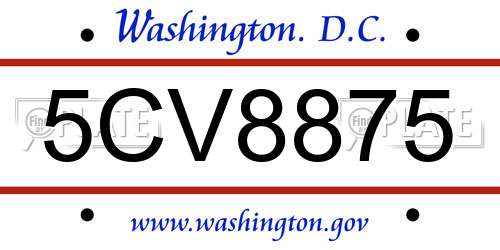 5CV8875 District Of Columbia License Plate