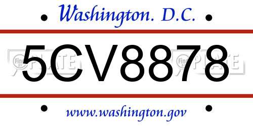 5CV8878 District Of Columbia License Plate