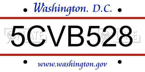 5CVB528 District Of Columbia License Plate