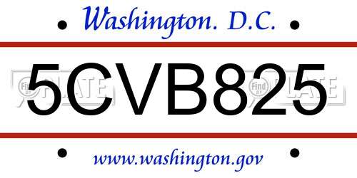 5CVB825 District Of Columbia License Plate